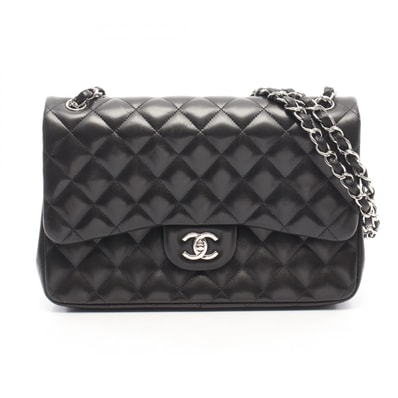 シャネル CHANEL デカマトラッセ30 クラシック ラージ Wフラップ ショルダーバッグ バッグ ラムスキン(羊革) レディース ブラック系 A58600 【中古】