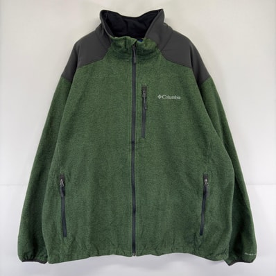 古着 コロンビア Columbia ジャケット ワンポイントロゴ オムニヒート 大きいサイズ フリース シェル 2XL グリーン メンズ