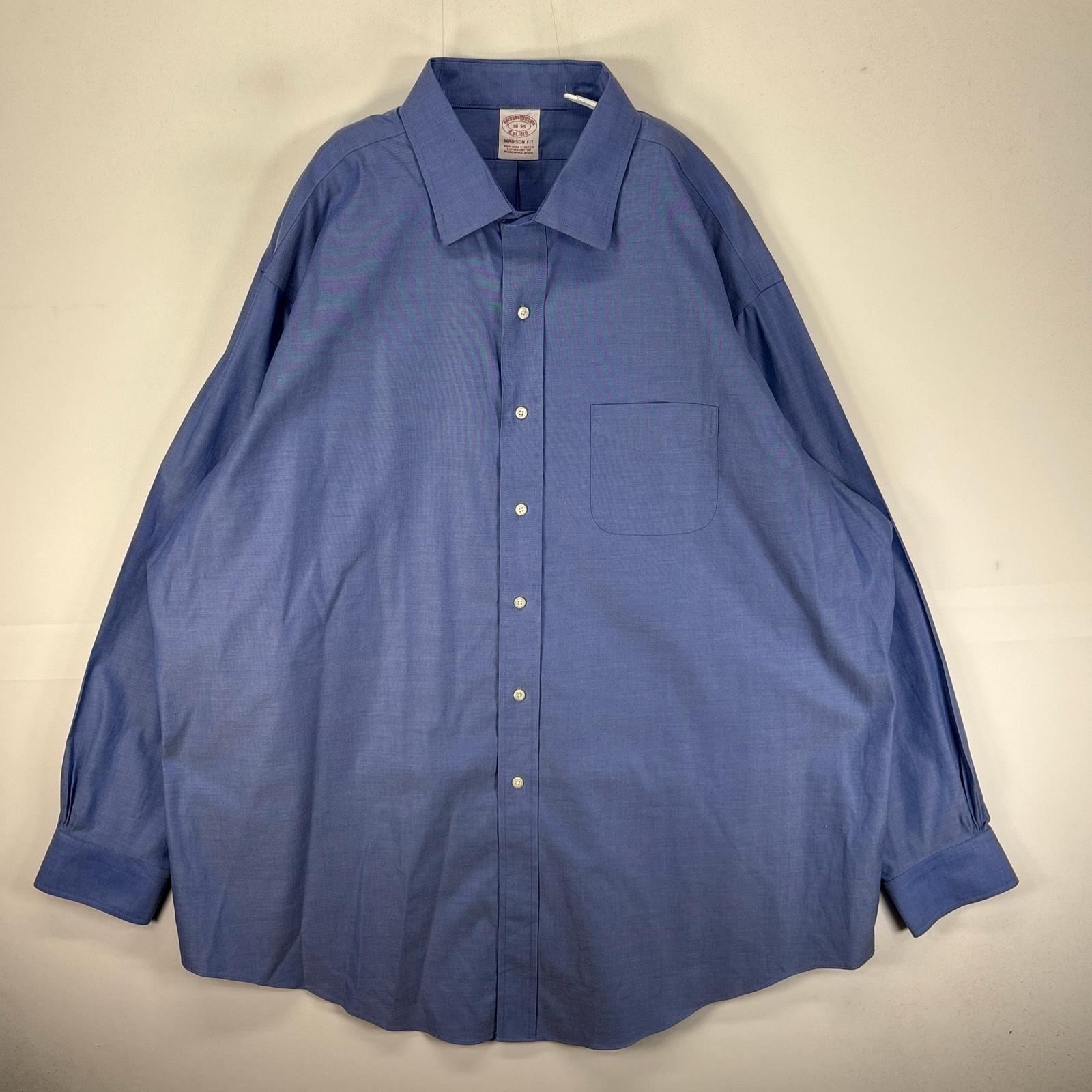 古着 ブルックスブラザーズ Brooks Brothers 長袖シャツ 胸ポケット 2XL  ブルー系 無地 メンズ