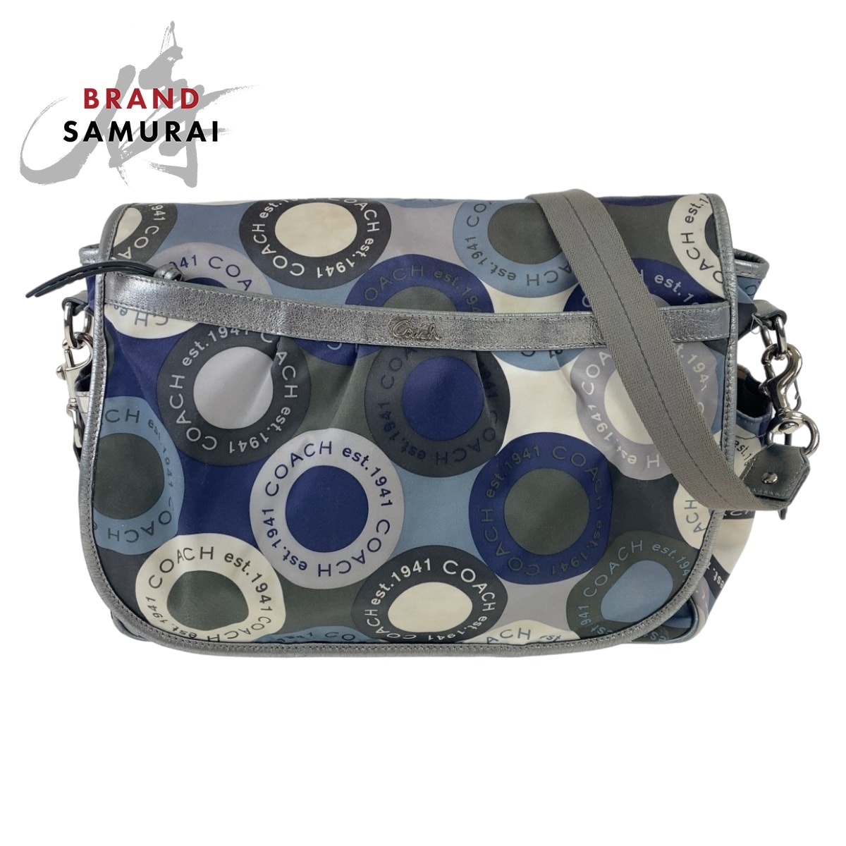 美品 COACH コーチ スナップヘッド ブルー マルチカラー シルバー金具 ナイロン レザー/ ショルダーバッグ メッセンジャーバッグ 506448 【中古】