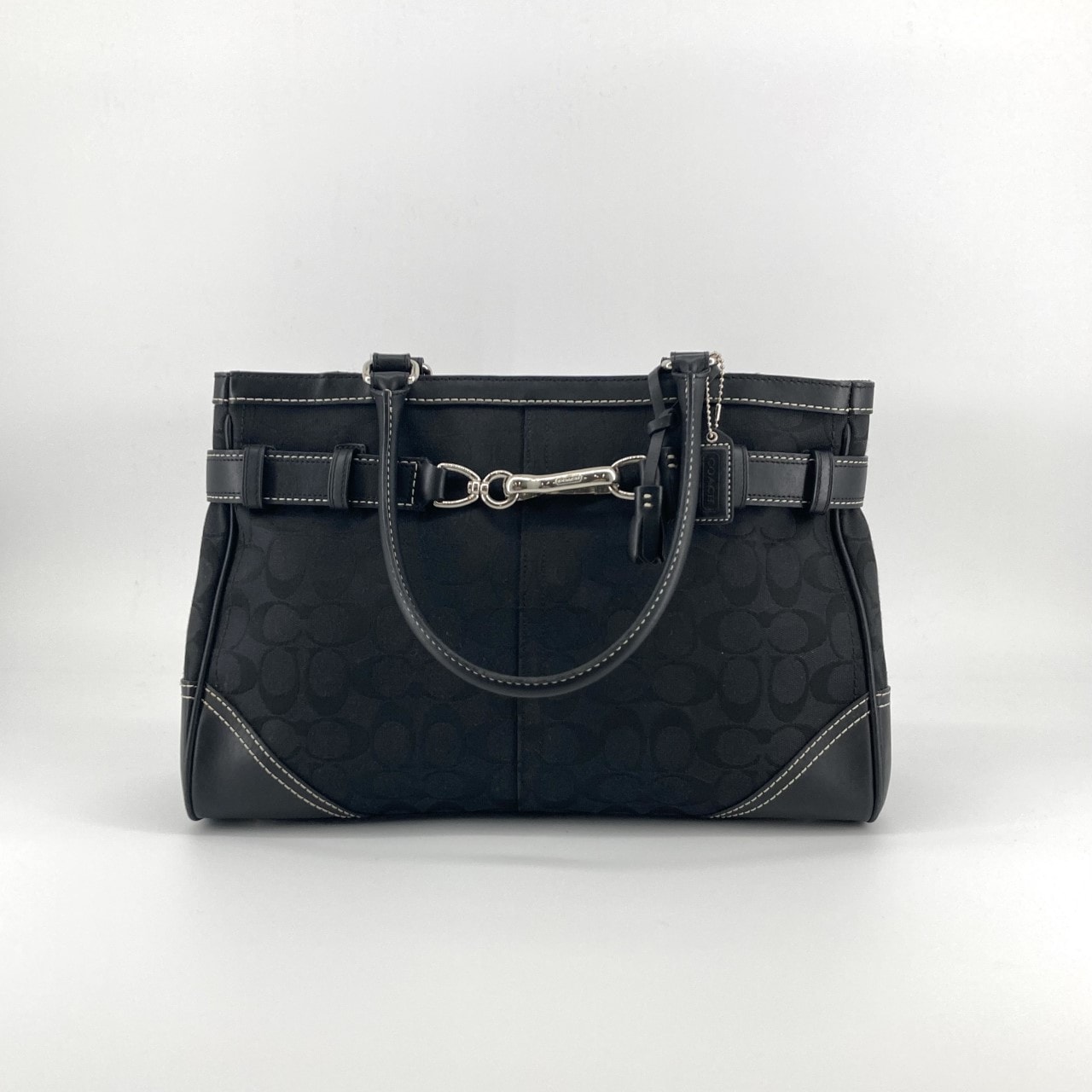 COACH(コーチ) シグネチャー キャンバス レザー 8K07 トートバッグ ブラック