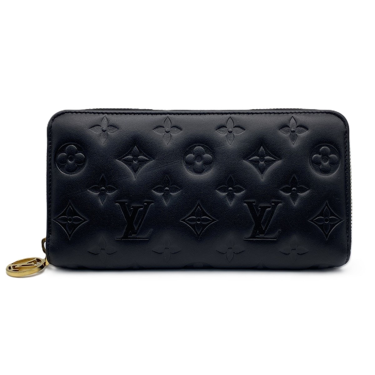 LOUIS VUITTON ルイ・ヴィトン ジッピー・ウォレット 長財布 M81510 34 モノグラムアンプラント レザー ブラック レディース【中古】
