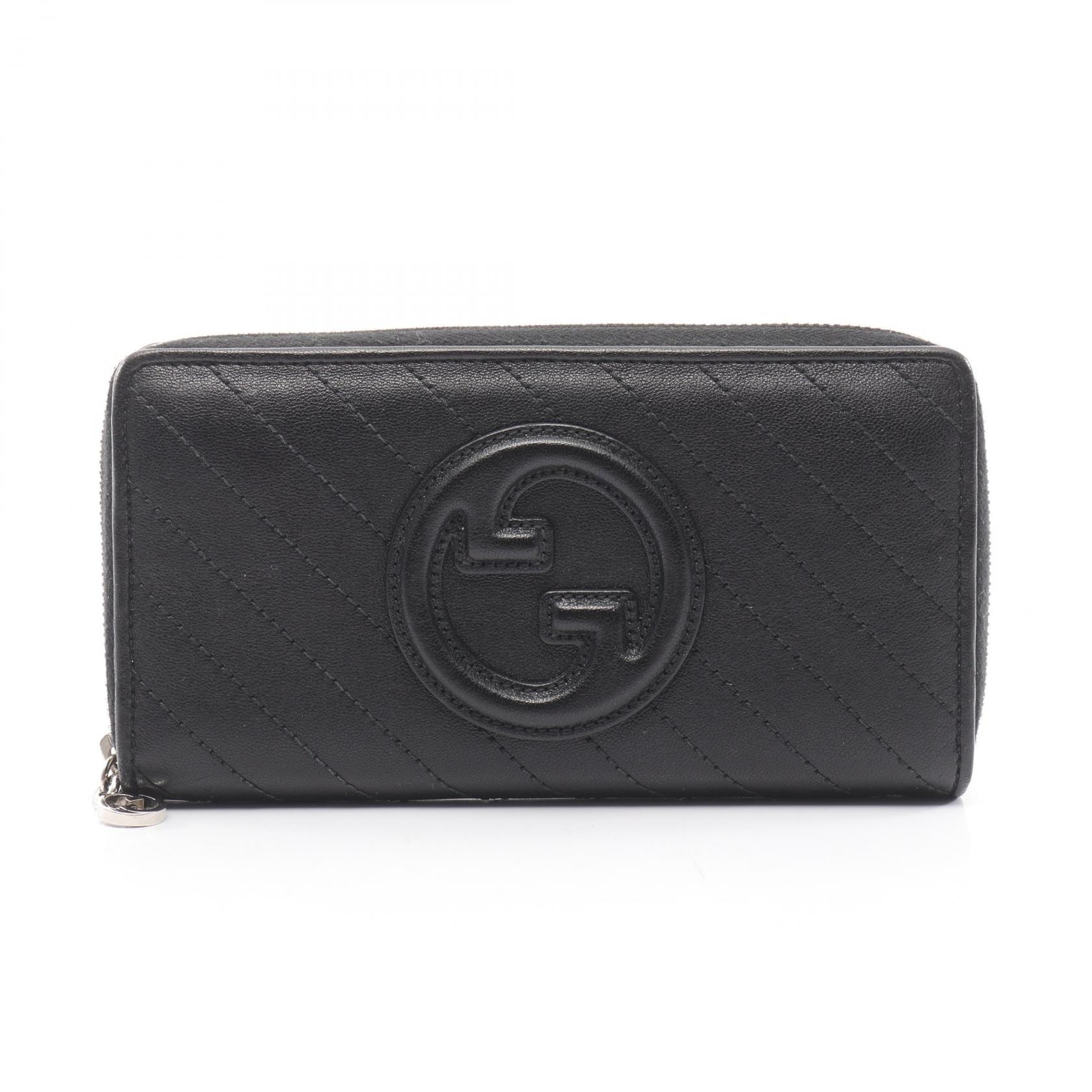 グッチ GUCCI ブロンディ ラウンド長財布 財布 レザー レディース ブラック系 760312 【中古】