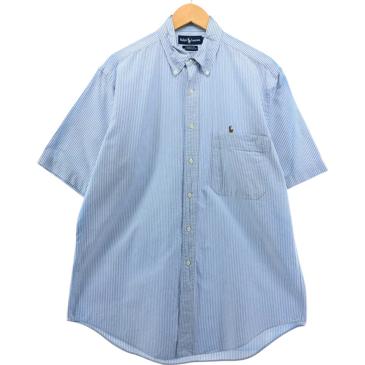 古着 ラルフローレン Ralph Lauren YARMOUTH 半袖 ボタンダウン ストライプシャツ メンズL相当/eaa553902