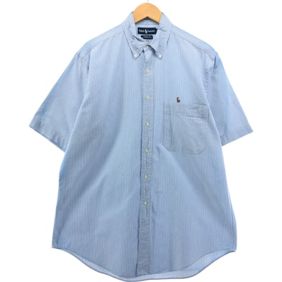 古着 ラルフローレン Ralph Lauren YARMOUTH 半袖 ボタンダウン ストライプシャツ メンズL相当/eaa553902