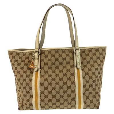 GUCCI グッチ シェリーライン ベージュ アイボリー ゴールド金具 GGキャンバス レザー/ トートバッグ ショルダーバッグ 602825 【中古】