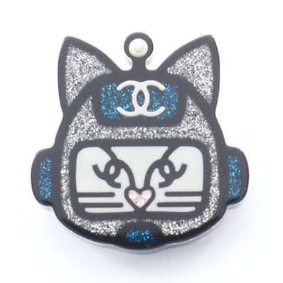 シャネル CHANEL ロボットキャット ピン ブローチ アクセサリー プラスチック フェイクパール レディース シルバー系 / マルチカラー 【中古】