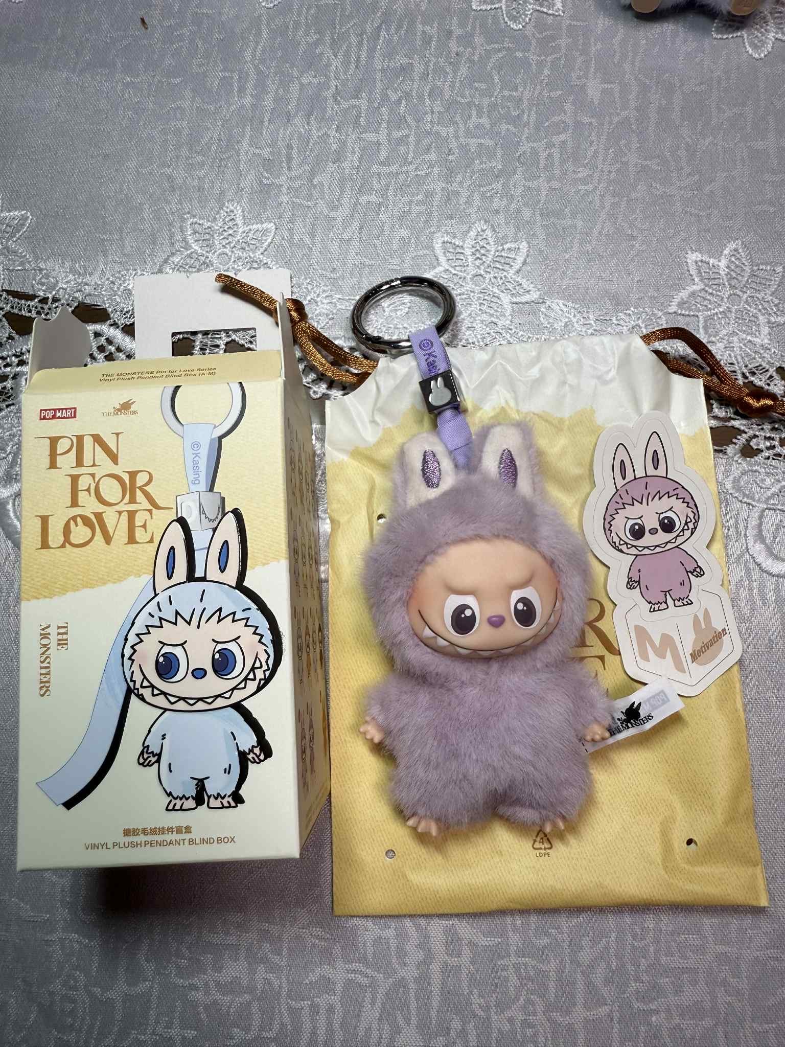 POP MART THE MONSTERS (LABUBU) Pin for Love Series-Vinyl Plush Pendant (A-M) M