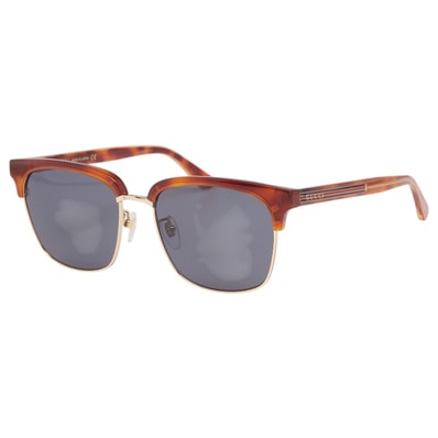 グッチ ロゴ UVカット ハーフリム クリングスタイプ アイウェア サングラス GG0382S ブラウン プラスチック レディース GUCCI 【中古】