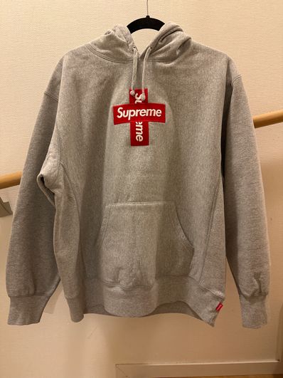 Supreme Cross Box Logo Hooded Sweatshirt "Grey"