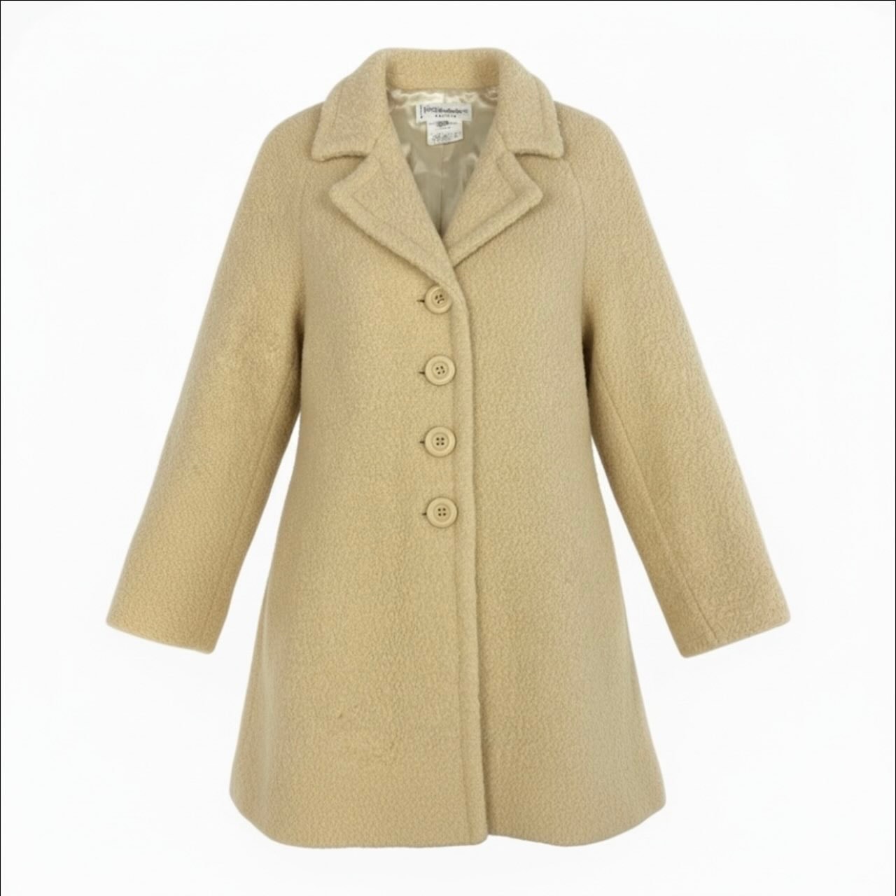 美品 YVES SAINT LAURENT イヴ サンローラン ヴィンテージ ベージュ ウール コットン/ ボアコート A3-00004 【中古】
