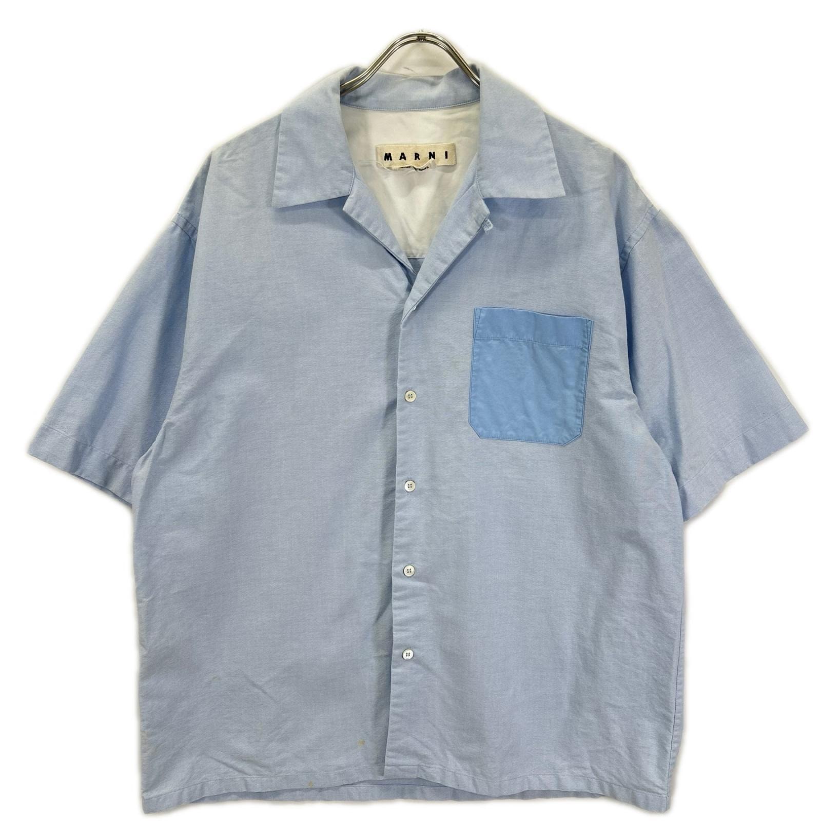 マルニ 20SS CUMU0054QM ライトブルー コットンブロードオープンカラーシャツ 48