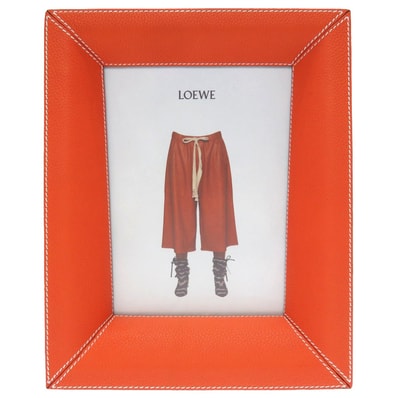 ロエベ フォトフレーム 写真立て ウッド レザー オレンジ