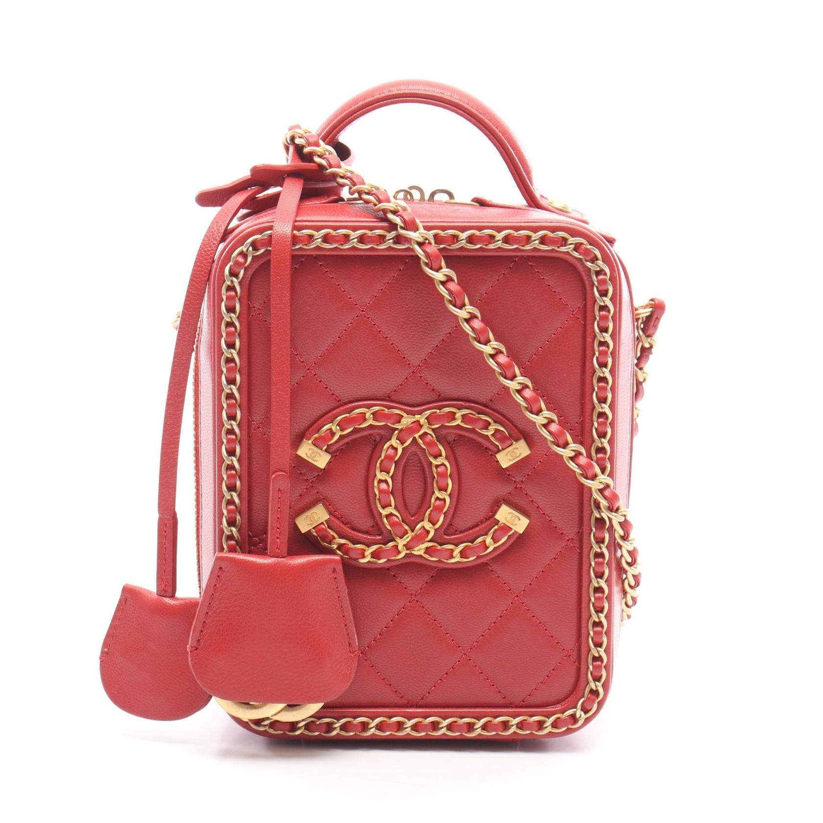 シャネル CHANEL CCフィリグリー 2WAY ショルダーバッグ バッグ レザー レディース レッド系 【中古】