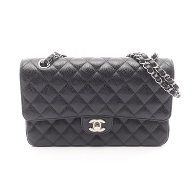 シャネル CHANEL マトラッセ Wフラップ ショルダーバッグ バッグ キャビアスキン(グレインドカーフ) レディース ブラック系 【中古】