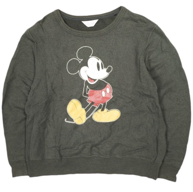 UNUSED x Disney アンユーズド ディズニー 別注 日本製 Mickey Mouse sweat shirt ミッキーマウスプリントスウェット US0901 1 チャコールグレー トレーナー クルーネック 裏毛 トップス g23923