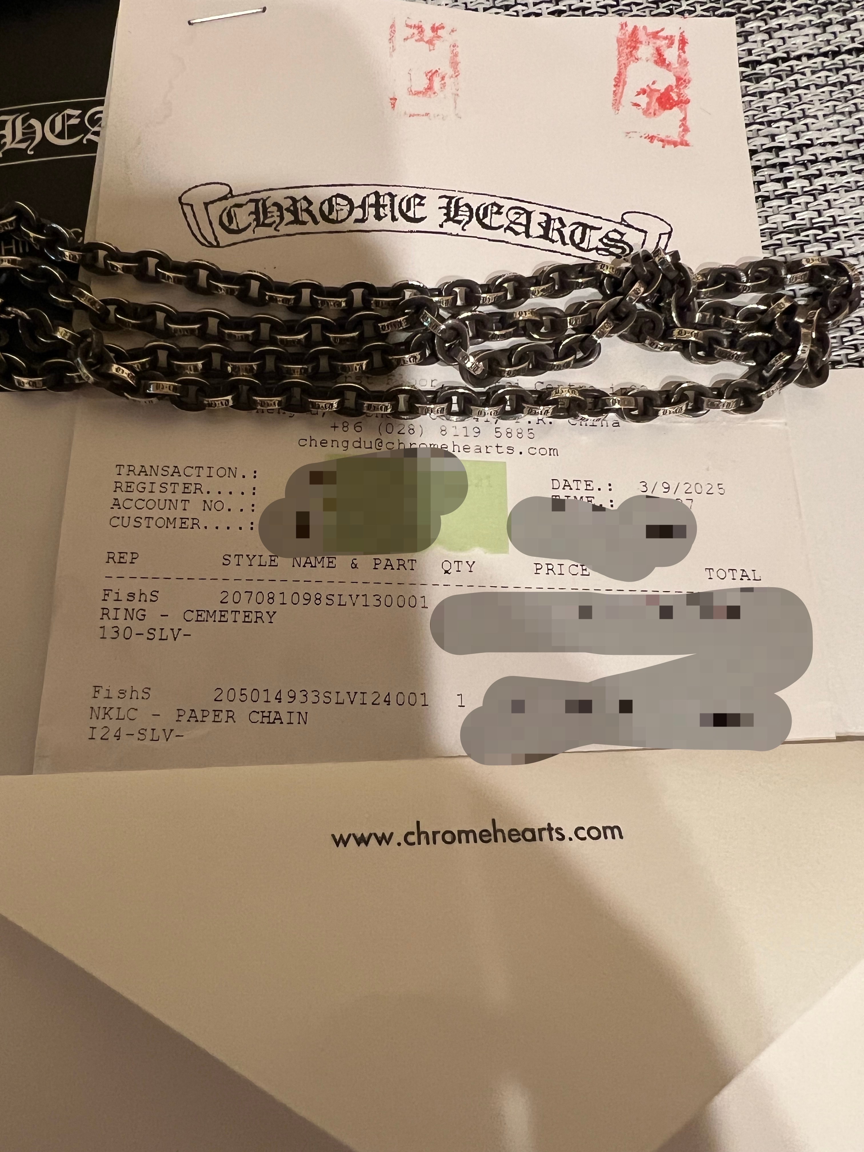 Chrome Hearts Paper Chain Necklace "Silver"