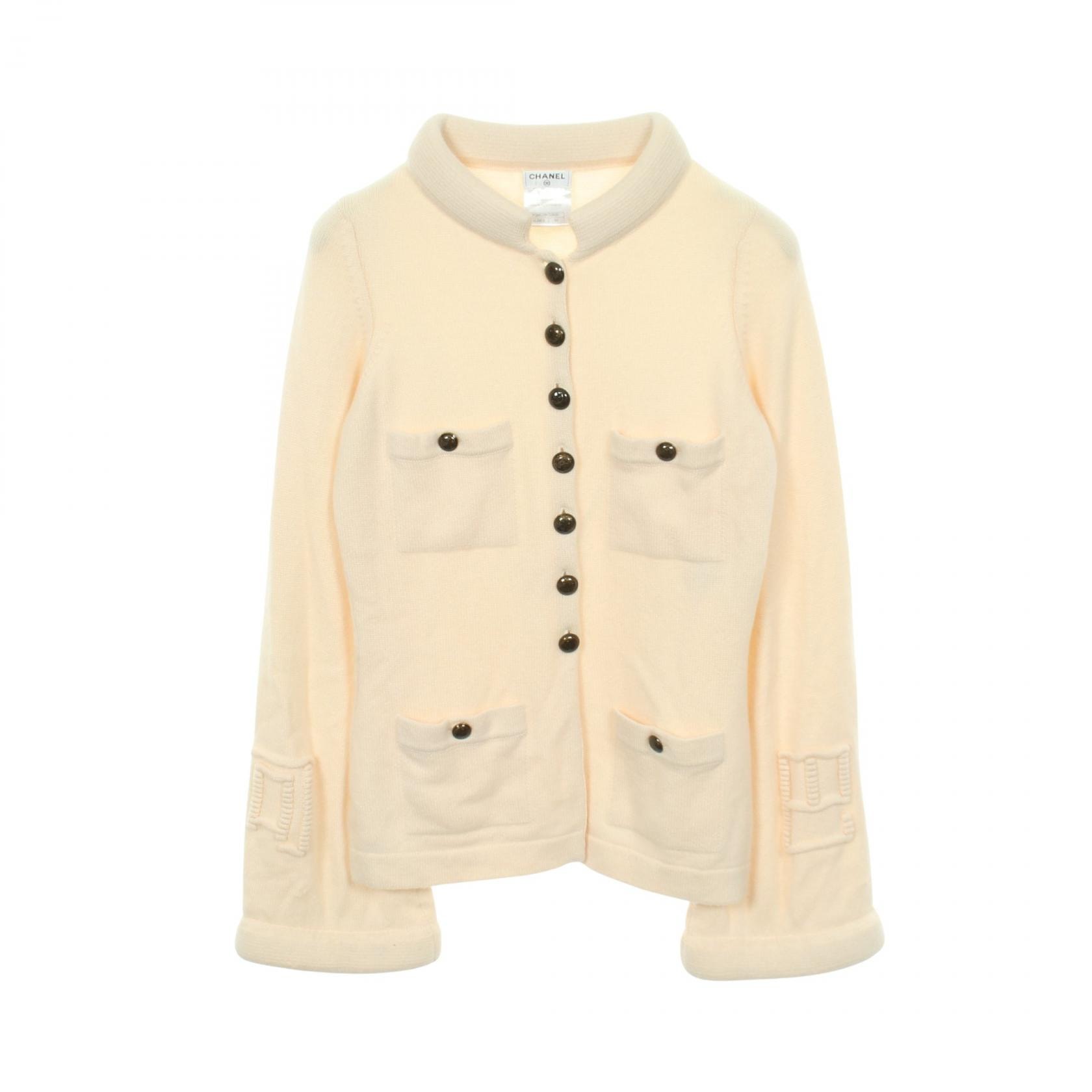 シャネル CHANEL ココマークボタン カーディガン 衣料品 トップス カシミヤ ウール レディース アイボリー系 【中古】