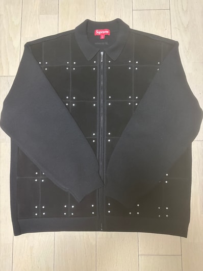 Supreme Studded Suede Zip Up Cardigan "Black"