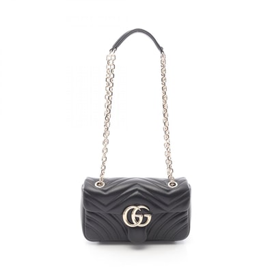 グッチ GUCCI GGマーモント スモール ショルダーバッグ バッグ レザー レディース ブラック系 837280AAE381000 【新品】