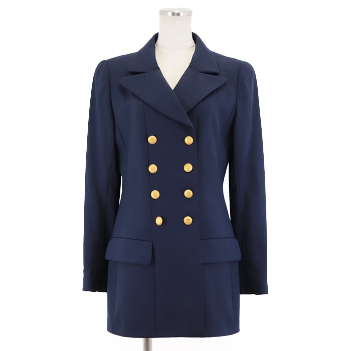 美品 シャネル テーラードジャケット レディース ネイビー 38 CHANEL