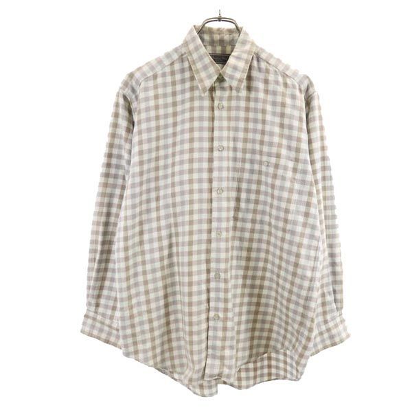 Christian Dior クリスチャンディオール 長袖 チェックシャツ M ベージュ系