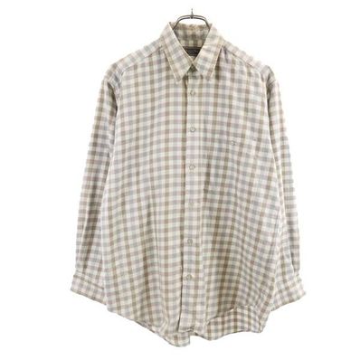 Christian Dior クリスチャンディオール 長袖 チェックシャツ M ベージュ系