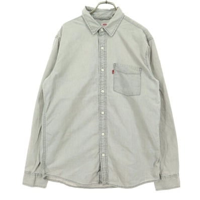 美品 Levi's リーバイス 長袖 コットンシャツ M グレー