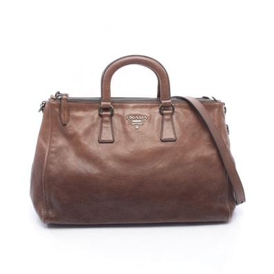 プラダ PRADA メタルロゴ グラデーション 2WAY トートバッグ バッグ レザー レディース ブラウン系 【中古】