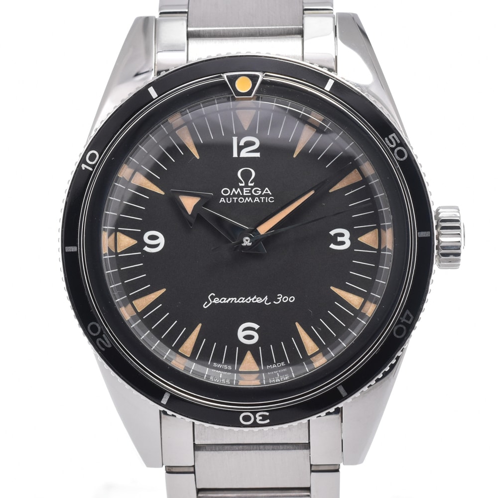 オメガ OMEGA 234.10.39.20.01.001 シーマスター300 ブラック 自動巻き メンズ 美品 保証書付き 腕時計 L#151073