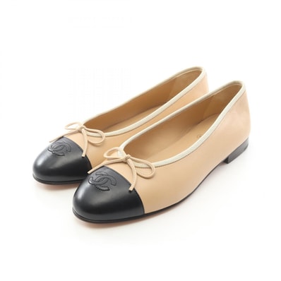 シャネル CHANEL BALLERINA バレリーナ ココマーク パンプス 靴 レザー レディース ベージュ系 / ブラック系 G02819 【中古】