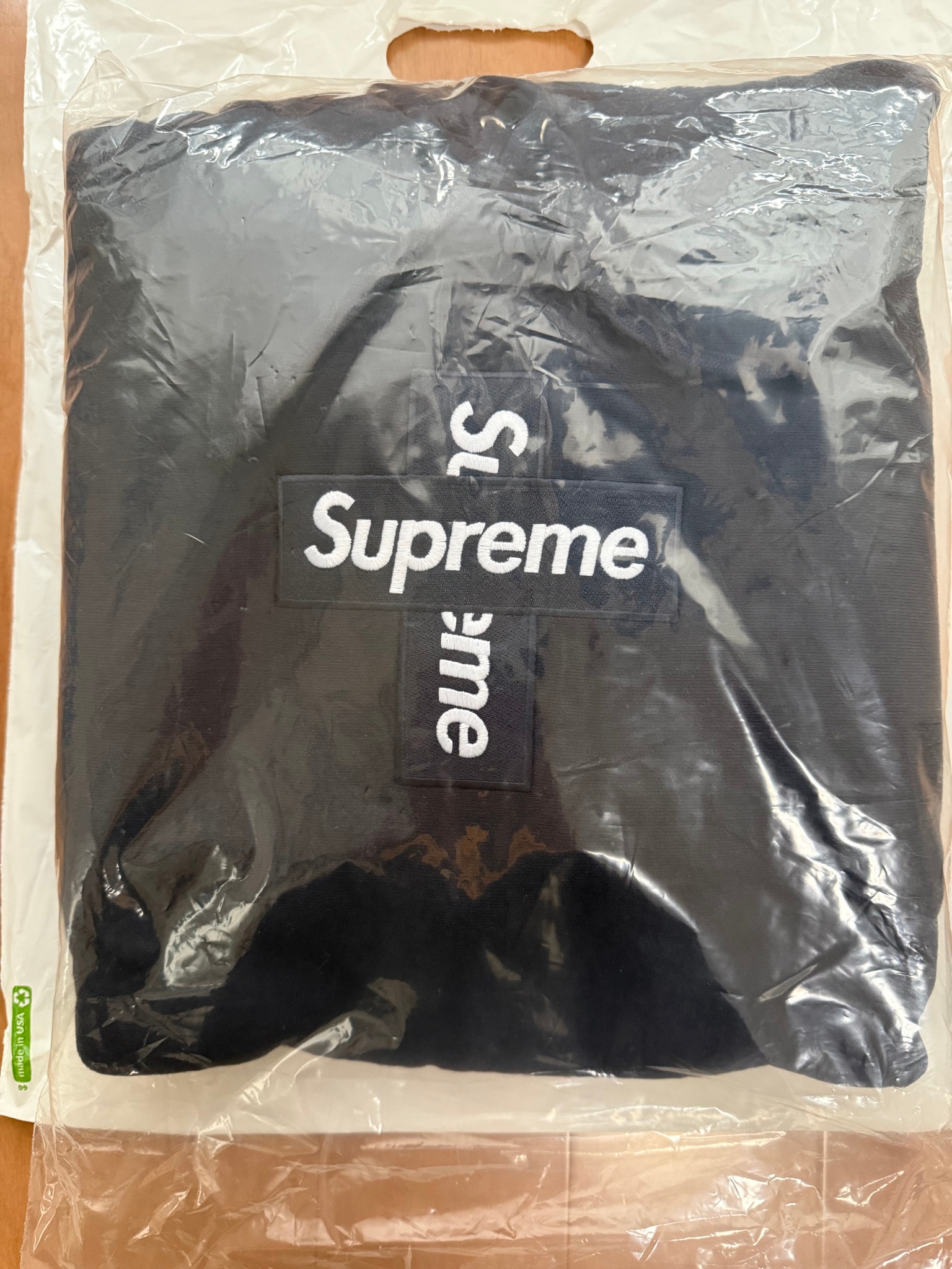 Supreme Cross Box Logo Hooded Sweatshirt "Navy"
