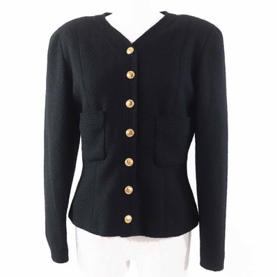 美品 シャネル
ジャケット ブラック ゴールド レディース 40