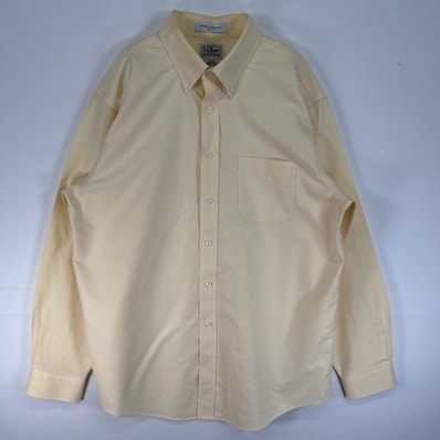古着 エルエルビーン L.L.Bean 長袖シャツ ボタンダウン オックスフォード 胸ポケ 大きいサイズ 16 1/2-34 L-XL イエロー 無地 メンズ