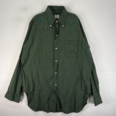 古着 50's~60's/50年代~60年代 ヴィンテージ ブルックスブラザーズ Brooks Brothers 長袖シャツ 胸ポケット ボタンダウン M グリーン系 無地 メンズ