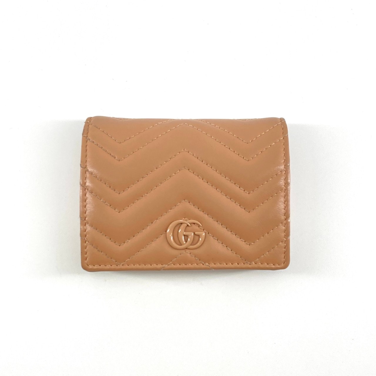 GUCCI(グッチ) GGマーモント コンパクトウォレット 466492 二つ折り財布 ベージュ