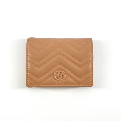 GUCCI(グッチ) GGマーモント コンパクトウォレット 466492 二つ折り財布 ベージュ