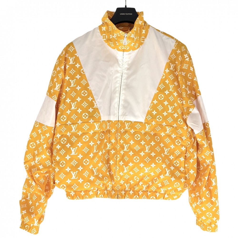 LOUIS VUITTON ルイヴィトン アウター モノグラム テクニカルトラックトップ アパレル 服 ブルゾン ジャケット 50 イエロー ホワイト 白 ナイロン レディース 春 秋 美品【中古品】