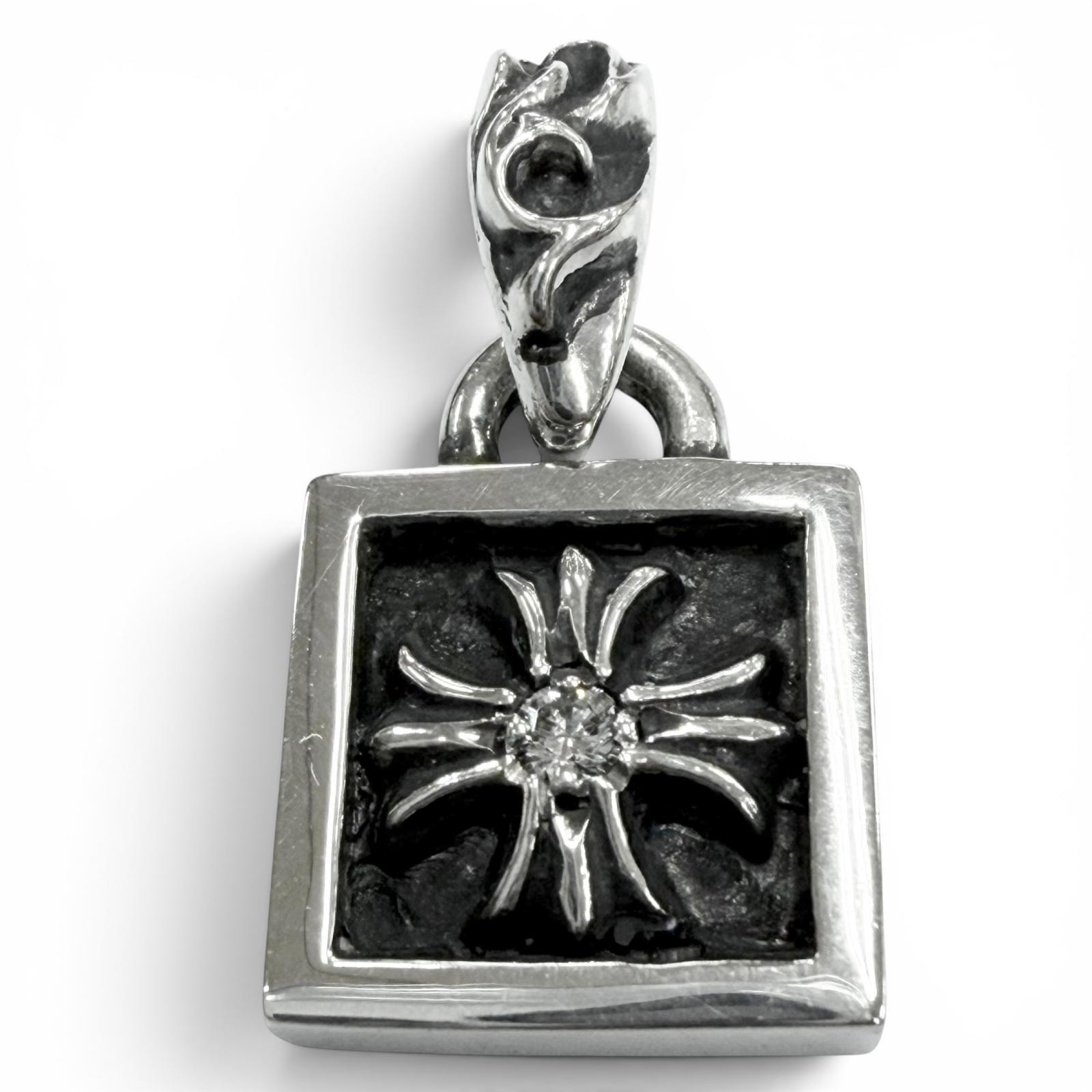 Chrome Hearts Framed CH Plus Charm 1 Diamond "Silver"