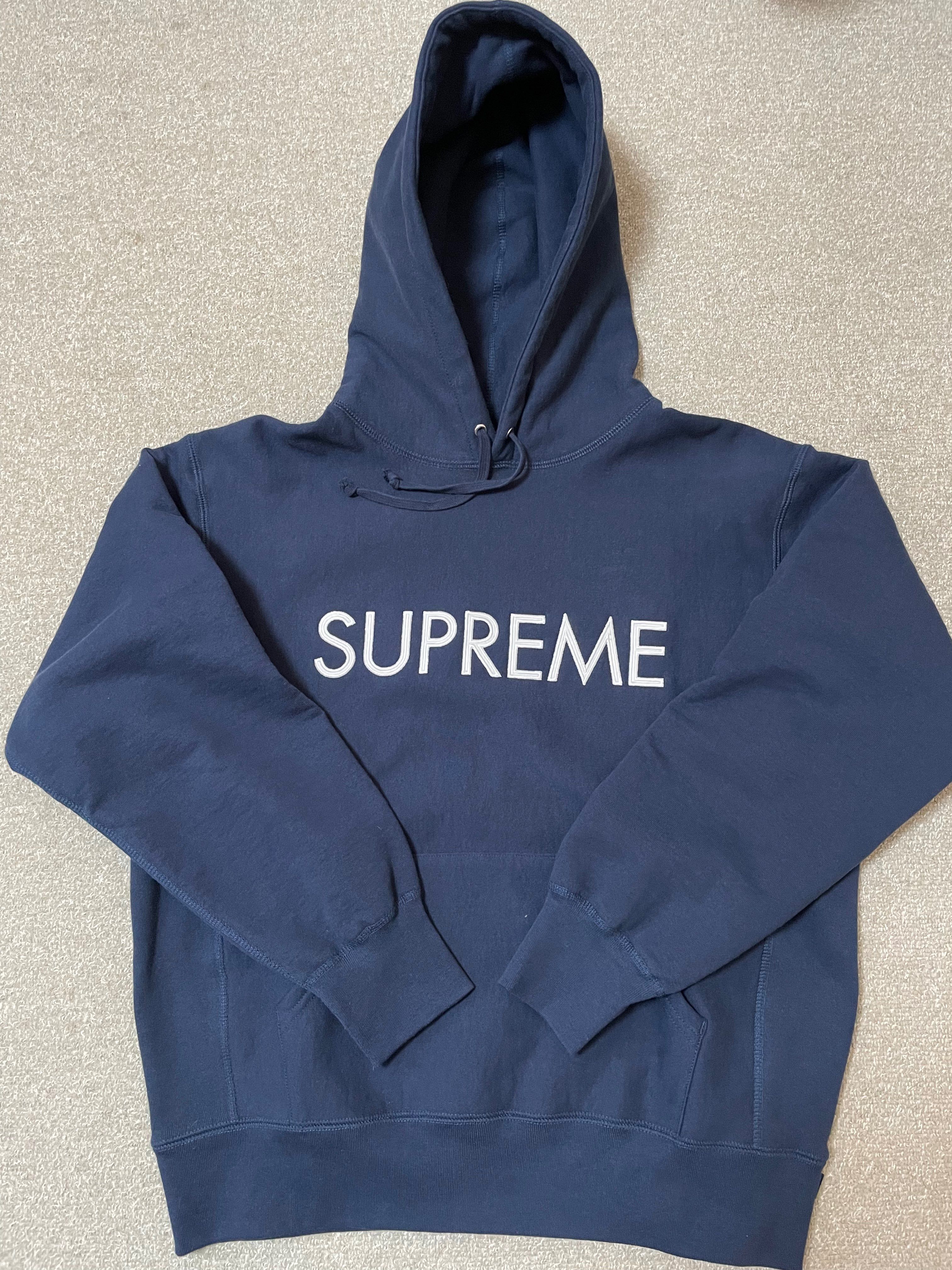 Supreme Capital Hooded Sweatshirt "Navy"