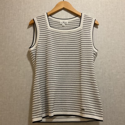 Courreges【クレージュ】ノースリーブニット ホワイト ブラック 40