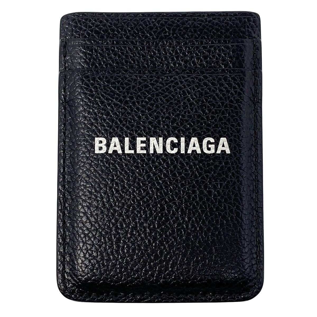 BALENCIAGA バレンシアガ Cash マグネット カードホルダー カードケース 6758352AAYH1090 レザー ブラック 【中古】