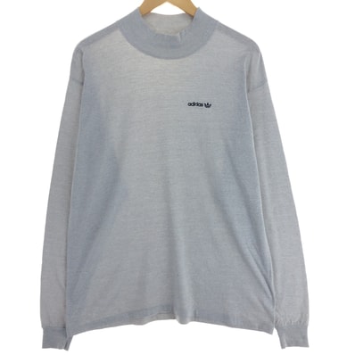 古着 80年代 アディダス adidas トレフォイルロゴ ハイネック ロングTシャツ ロンT USA製 メンズXL相当 ヴィンテージ/eaa500281