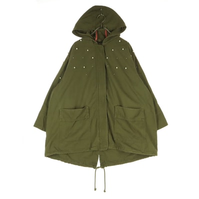 ZARA BASIC ザラベーシック ビジュー 長袖 ジップジャケット XS カーキ系 フーディ