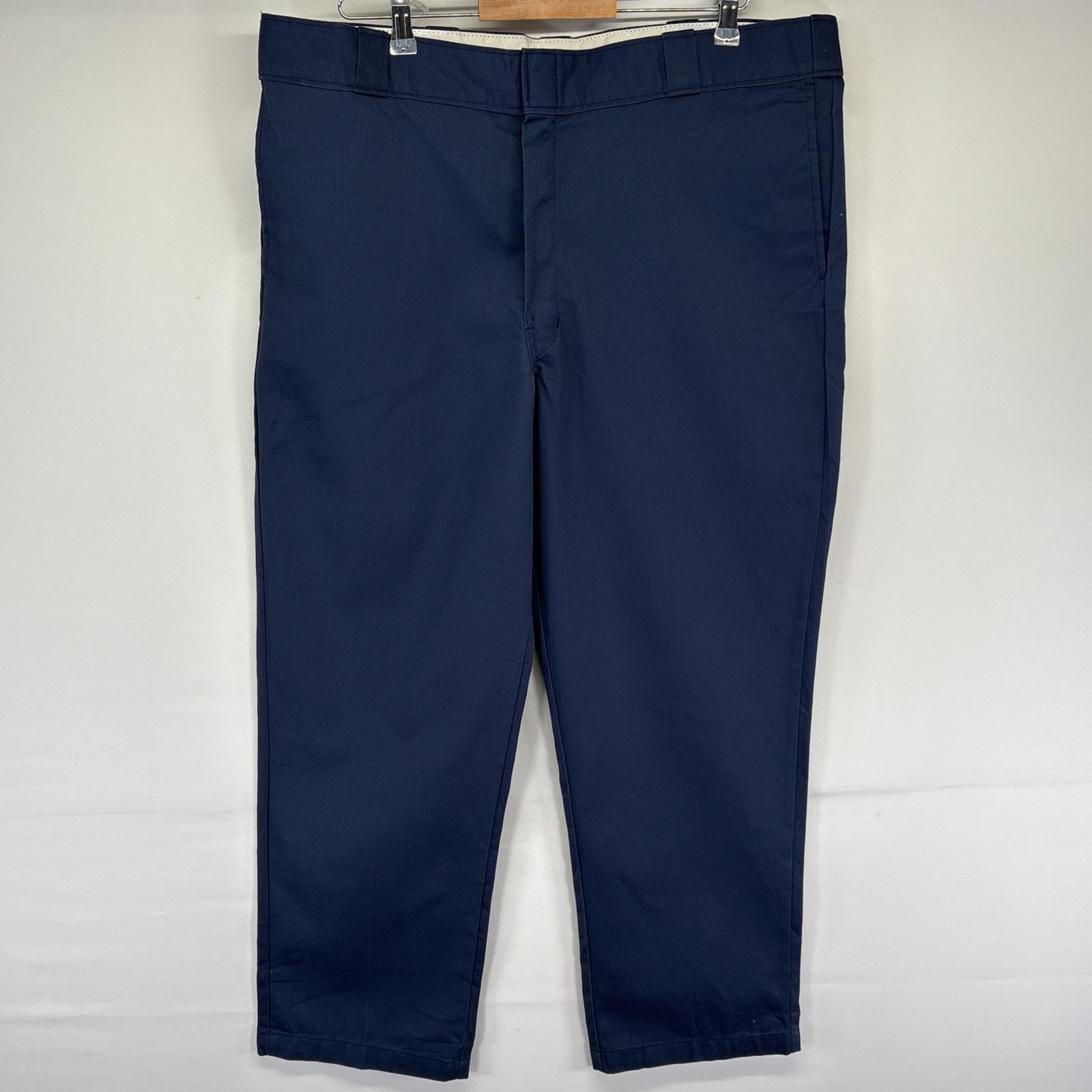 古着 ディッキーズ Dickies ワークパンツ 874 チノパン ジッパーフライ 作業着 ワンポイントロゴ w40 L30 ネイビー メンズ