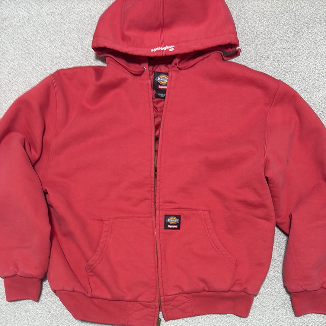 Supreme x Dickies Quilted Lined Zip Up Hooded Sweatshirt "Burnt Red"