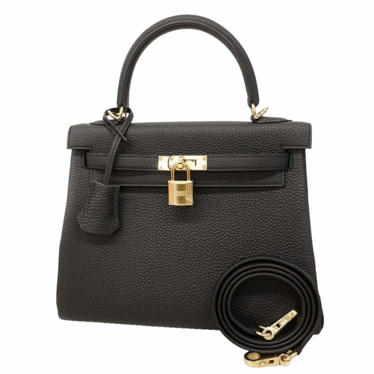 【6ea0101-g】エルメス ハンドバッグ ケリー25 トゴ ブラック ゴールド金具 W刻印 2wayバッグ【中古】レディース