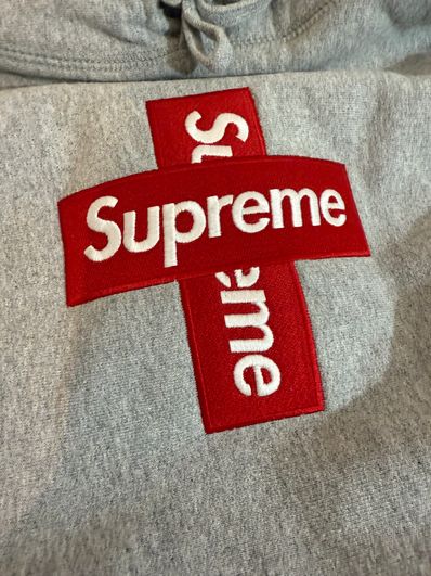 Supreme Cross Box Logo Hooded Sweatshirt "Grey"