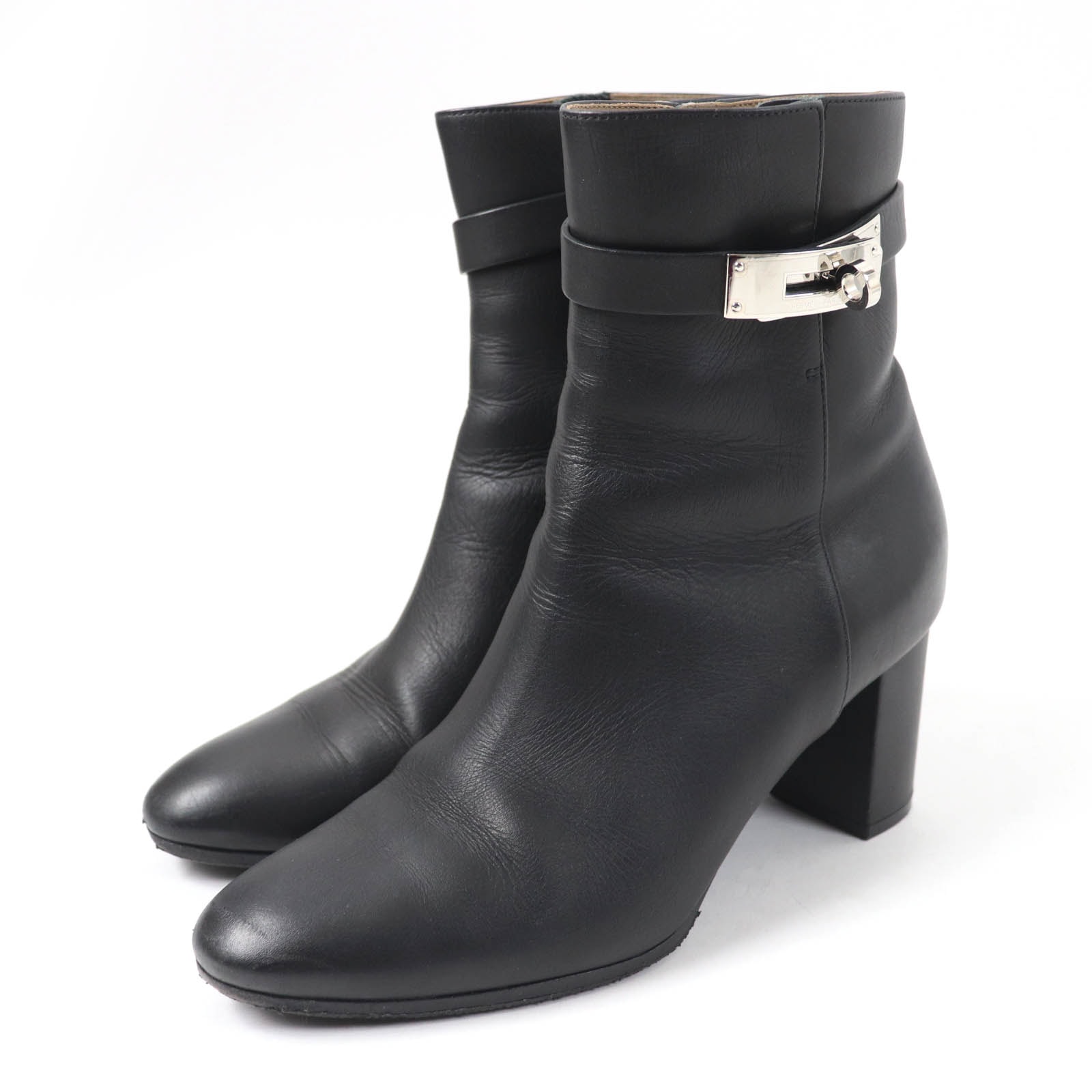 美品 エルメス
 ショートブーツ サンジェルマン ブラック レディース 36.5