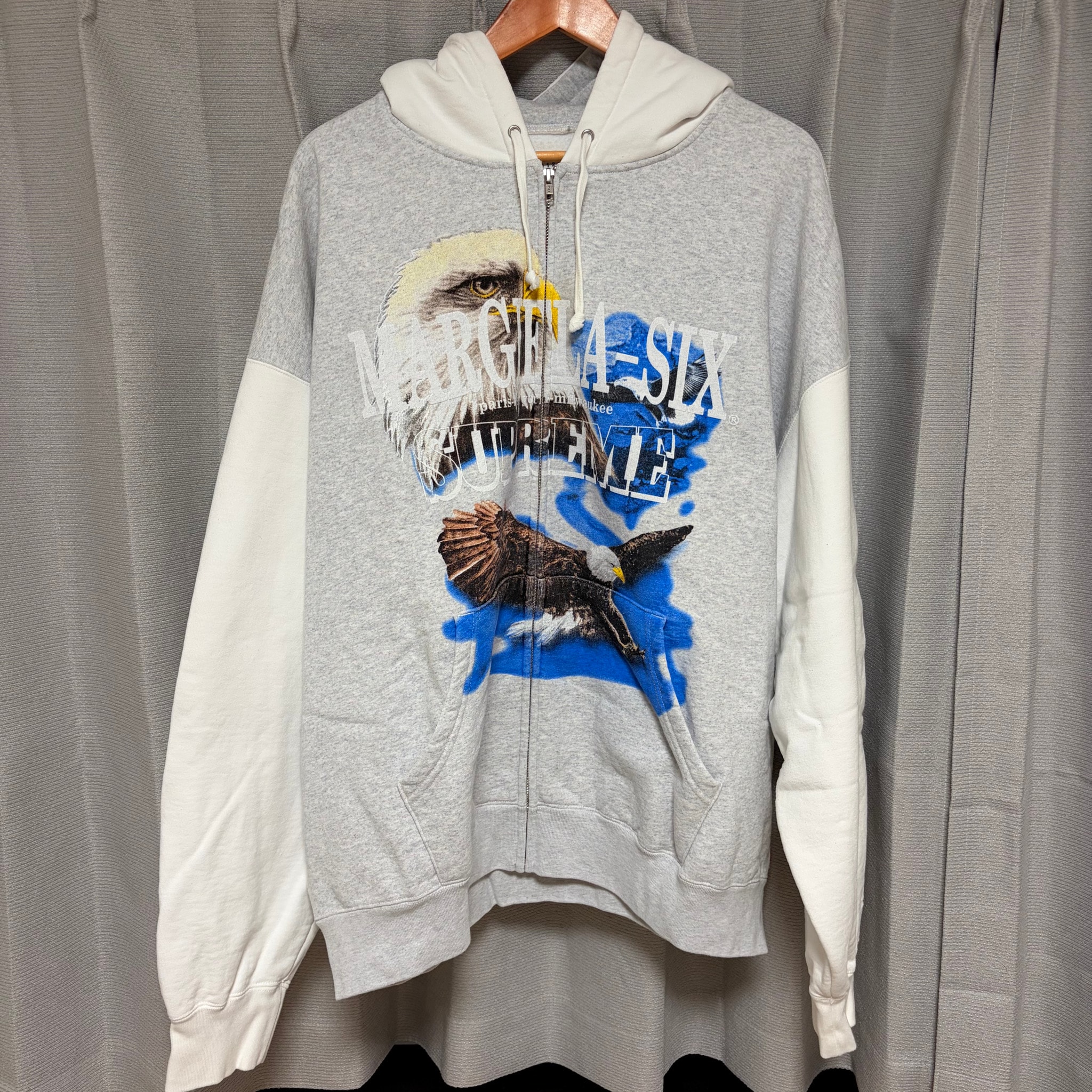 Supreme x MM6 Maison Margiela Eagle Zip Up Hooded Sweatshirt "Ash Grey"